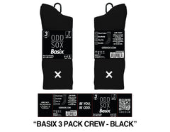 ODD SOX 3 Pack Black Crew Sox