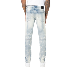 Vaqueros vintage Smoke Rise con roturas y reparación, JP25211, azul acuario