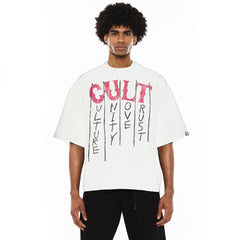 TEE COL RAS DU COU MANCHES COURTES COUPE AMPLE CULT "C.U.L.T" 625B9-K32A BLANC