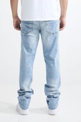 M.SOCIETY MEN'S STACKED FIT RIP AND REPAIR JEANS LT BLUE MS-80411