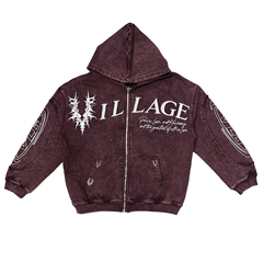 Village Chrome Panel Zip-Up Hoodie (Village-Chrome-Panel-Zip-Burgundy)