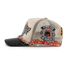 GAS NYC hat Vengeance Trucker Cream