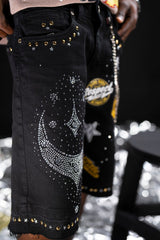 ELITE PREMIUM DENIM Night Sky Mens Denim Shorts (19470)