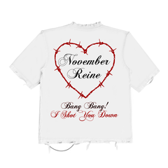 NOVEMBER REINE T-SHIRT "BANG BANG!" HAND SHREDDED LUXURY HEAVYWEIGHT
