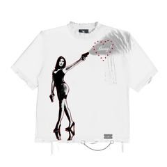 NOVEMBER REINE T-SHIRT "BANG BANG!" HAND SHREDDED LUXURY HEAVYWEIGHT