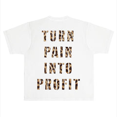 RICH DEAD IDOLS T-SHIRT WHITE"TURN PAIN INTO PROFIT" AND LEOPARD