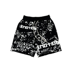 MIXED EMOTION Black 'Graffiti' shorts