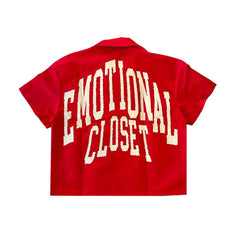 MIXED EMOTION Red “Backyard” Nylon Shirt -SET-Red “Backyard” Nylon Shorts