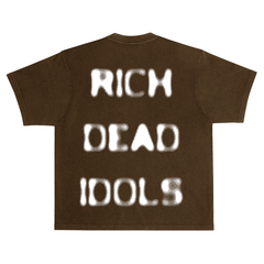 RICH DEAD IDOLS t-shirt "rich sex and sex CHECKS" T-SHIRT BROWN