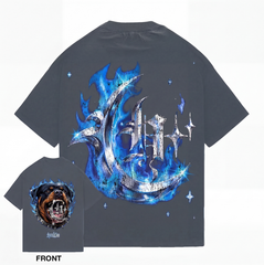 HUSTLERS COUTRY CLUB t-shirts Blue Flame Rottweiler F/B