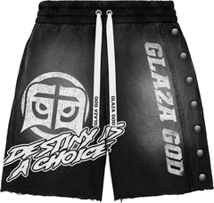 GLAZA GOD Heavyweight French Terry Shorts – BLACK Wash