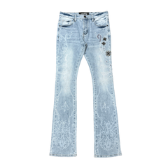 VICIOUS PANTS PREMIUM SKINNY BOOT CUT DENIM WITH ART PRINTED ALL OVER