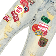 VICIOUS PREMIUM DENIM / PATCHES ALL OVER (VC1022 LIGHT VINTAGE)