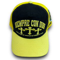REYESF GORRA SIEMPRE CON DIOS 3 CRUZ GORRA AMARILLO/NEGRO