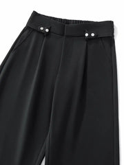 BAROCCO PANTS Kingsley Side-Tab Trousers-Black