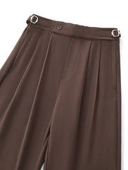 BAROCCO PANTS Wellington Side-Tab Trousers-Coffee