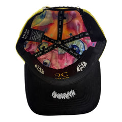 HARMONY yellow & black suede brim trucker hat