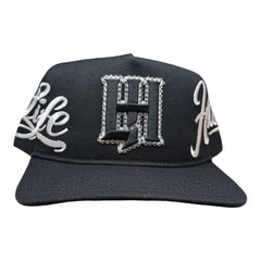 LIFE HUSTLERS "Classic Black & Ice" Rhinestone Snapback Hat