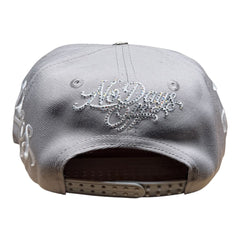 LIFE HUSTLERS "Ice Grey" Rhinestone Logo Snapback Hat