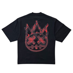 CULT OF INDIVIDUALITY HAT OVERSIZED SHORT SLEEVE CREW NECK TEE "FLAME LOGO"