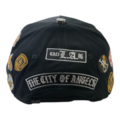 NIJAYOTE - Los angeles skyline rhinestone snapback cap (black