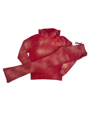 Conjunto de pantalón apilado de felpa francesa lavada EDICIÓN LEGACY 9117H, 9117L ROJO