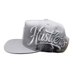 LIFE HUSTLERS "Ice Grey" Rhinestone Logo Snapback Hat