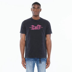 CULT Short Sleeve Crew Neck Tee "Pinstripe Logo" STEEL BLACK 625A5-K29A