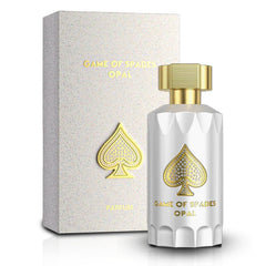 Game of Spades Opal perfume bottle and packaging on a white background