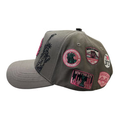 NIJAYOTE - New york statue of liberty pink rhinestone cap (gray