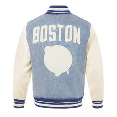 PRO BOSTON CELTICS VARSITY BLUES DENIM VARSITY JACKET, DENIM/LINEN BBC6510361-DLN