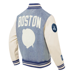 PRO BOSTON CELTICS VARSITY BLUES DENIM VARSITY JACKET, DENIM/LINEN BBC6510361-DLN