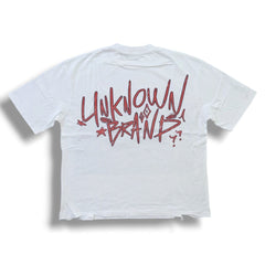 UNKNOWN BRAND" Distressed Boxy Tee - White