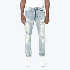 Vaqueros desgastados vintage ajustados SMOKE RISE JP25102 LUCCA BLUE