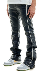 KDNK PANTALON ÉVASÉ DÉCHIRÉ EN SIMILICUIR KNB3329-MARINE