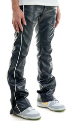 KDNK PANTALON ÉVASÉ DÉCHIRÉ EN SIMILICUIR KNB3329-MARINE