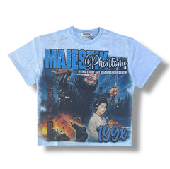 MAJESTIK NY t-shirt GARMENT DYED DTG GRAPHIC TEE W RHINESTONE-TE26080