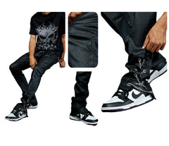 KDNK SIDE CHAIN WAXED PANTS KNB3451 BLACK