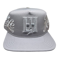 LIFE HUSTLERS "Ice Grey" Rhinestone Logo Snapback Hat