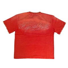 MAJESTIK t-shirt GARMENT DYE DTG PRINTED TEE W/RHINESTONE
