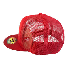 RIVOR R3BELDE red TRUCKER hat with red RHINESTONE logo