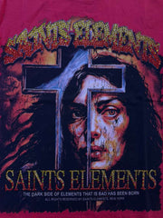 ELEMENTS DRIP t-shirt SAINTS ELEMENTS " RHINESTONE GRAPHIC TEE red