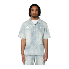 Conjunto Smoke Rise de camisa de manga corta con botones para hombre, color azul olmo, WH25294