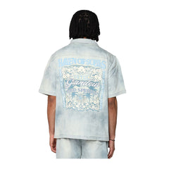 Conjunto Smoke Rise de camisa de manga corta con botones para hombre, color azul olmo, WH25294