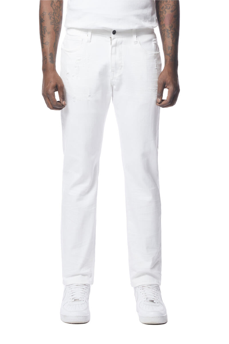 SMOKE RISE PLAIN WHITE JEANS (JP23501)