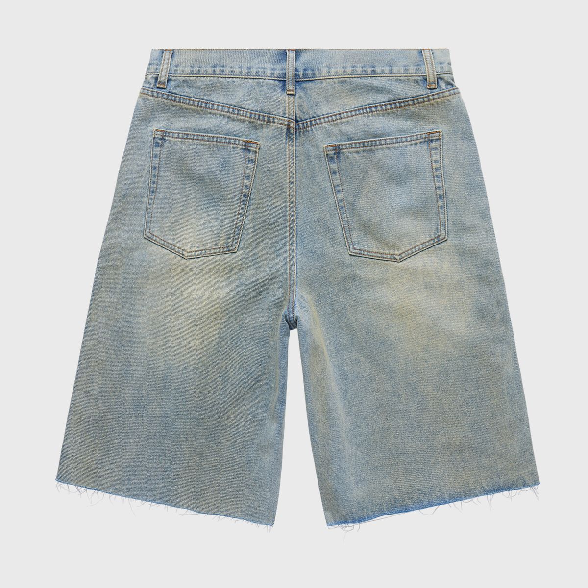 Shorts vaqueros con tachuelas para hombre y mujer HFSS202470-1 Lavado a la piedra azul