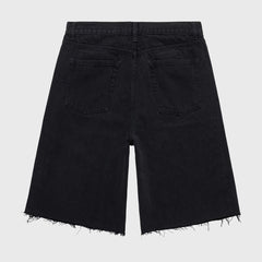 Shorts vaqueros con tachuelas para hombre y mujer HFSS202470-2, lavado a la piedra negro