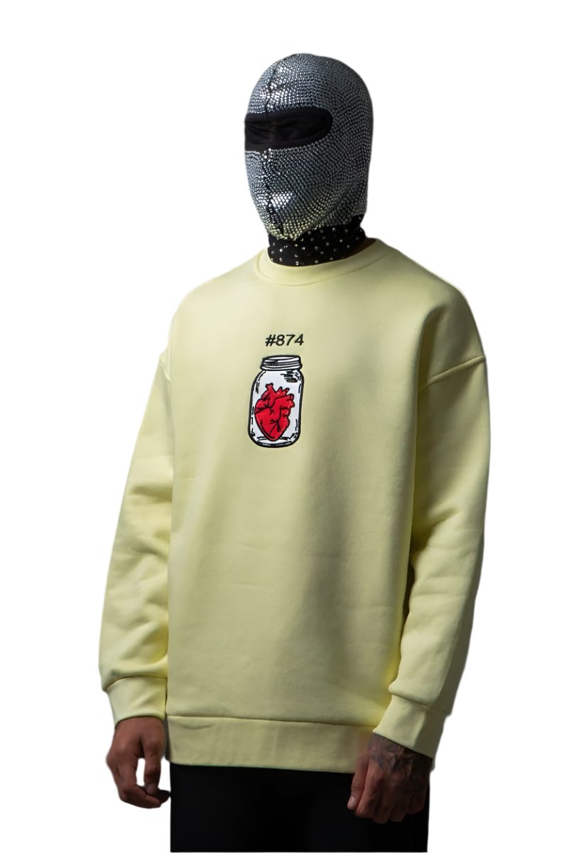 Sudadera amarilla con corazón en un tarro de Rich Gang Maksim (MK1)