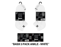 ODD 3 Pack Mens White Ankle Sox