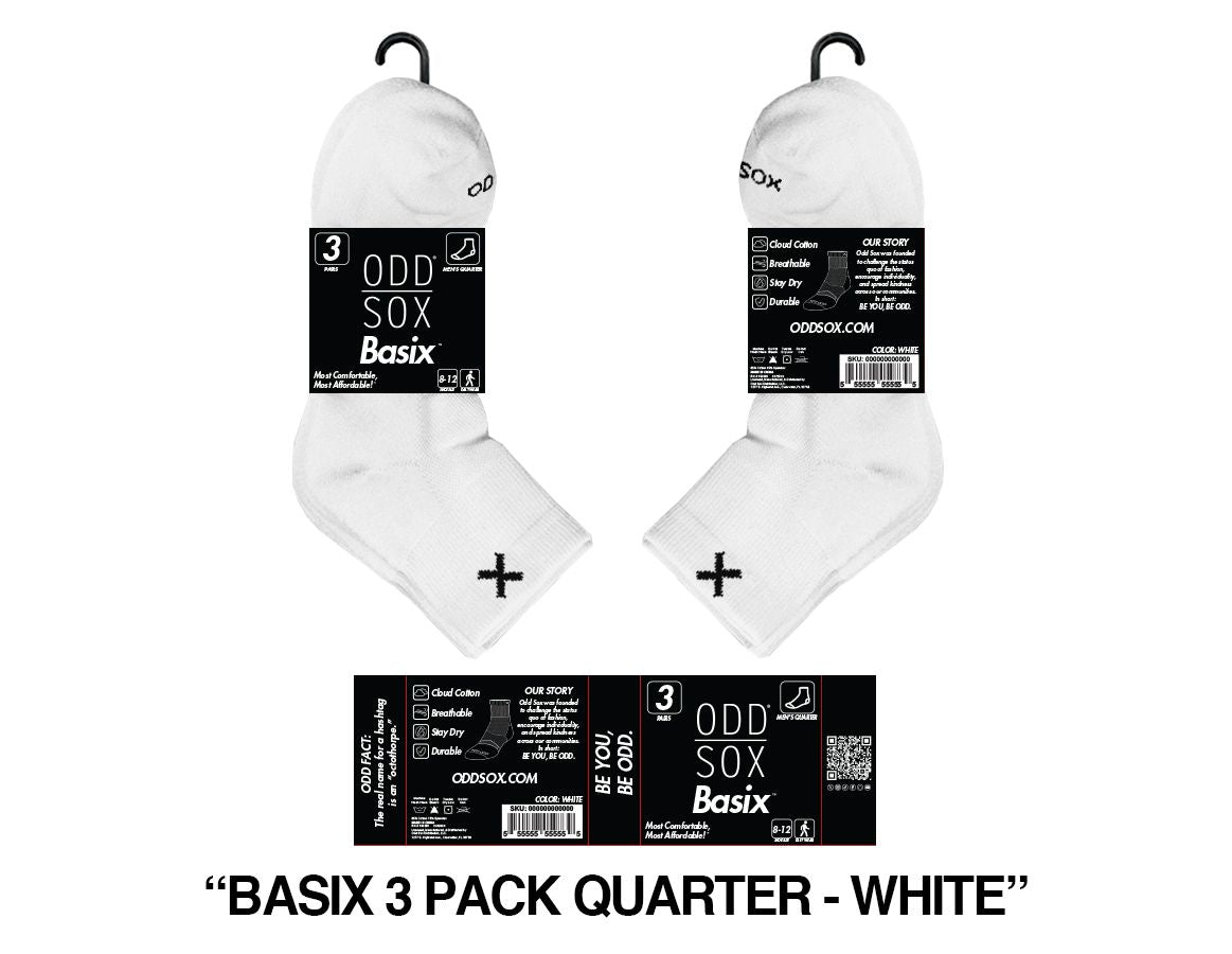 ODD SOX3 pack mens socks basix quater white